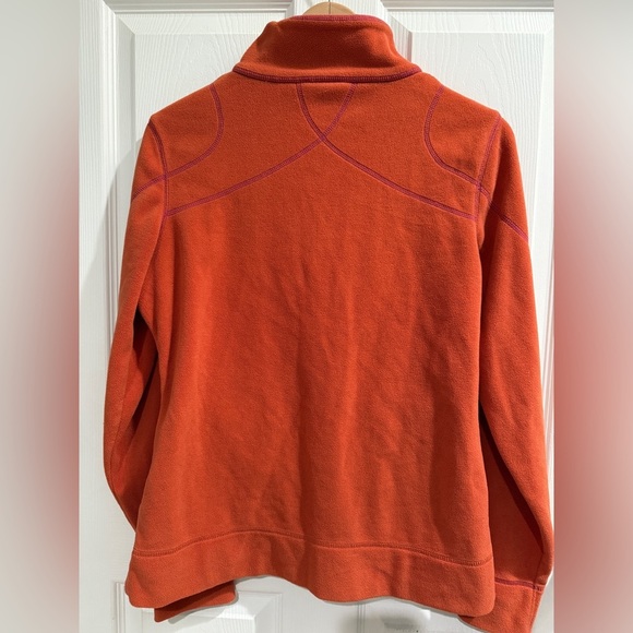 Title Nine Vibrant Orange Rust Pumokin Spiced Latte Fleece Pullover - Picture 4 of 4